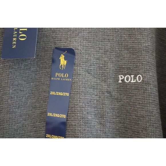 Polo Ralph Lauren PWLC2F Men's Sz 2XL Charcoal Heather Waffle L/S Crew Shirt - Picture 4 of 8